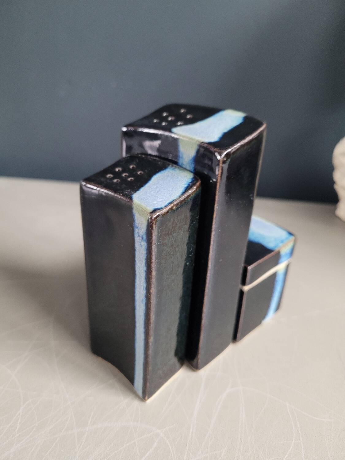 Vintage ceramic salt pepper mustard set