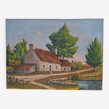 Tableau paysage ancien