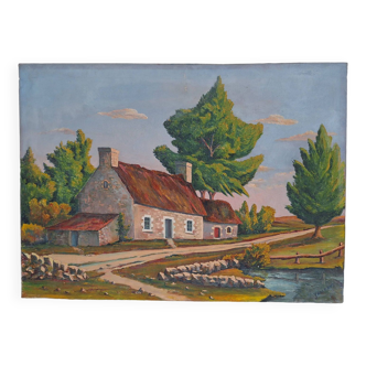 Tableau paysage ancien