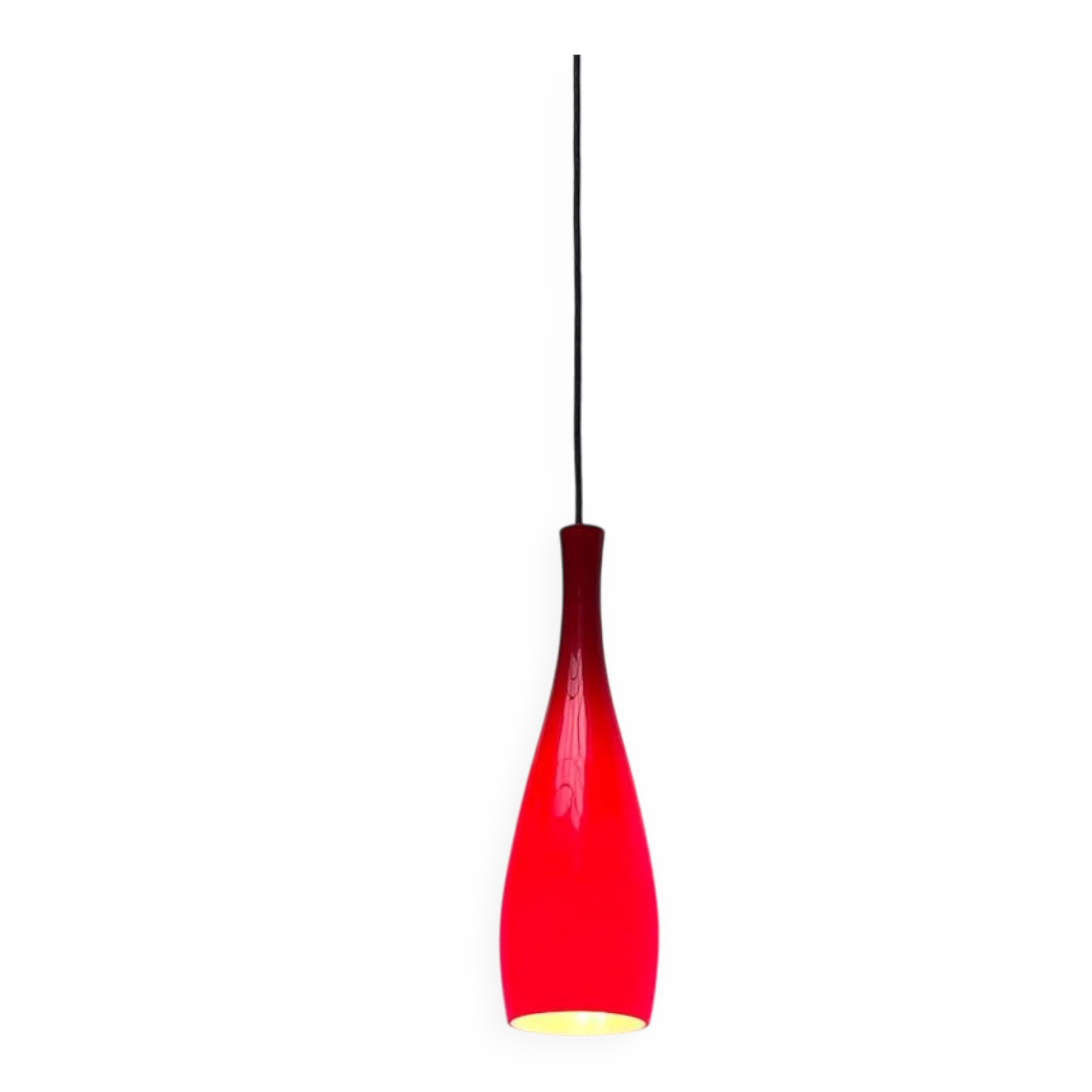 Mid-century glass pendant lamp model Bang by Jacob E. Bang for Fog & Mørup and Holmegaard, 1960s.
