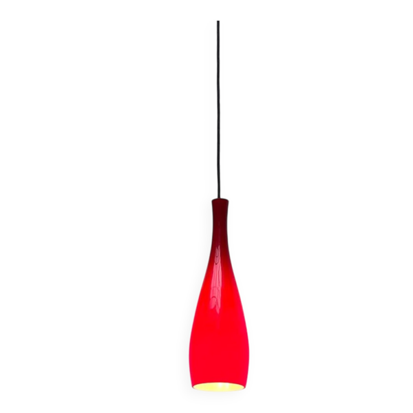 Lampe suspension en verre modèle Bang danoise du milieu du siècle par Jacob E. Bang pour Fog & Mørup et Holmegaard, années 1960 — Beyit