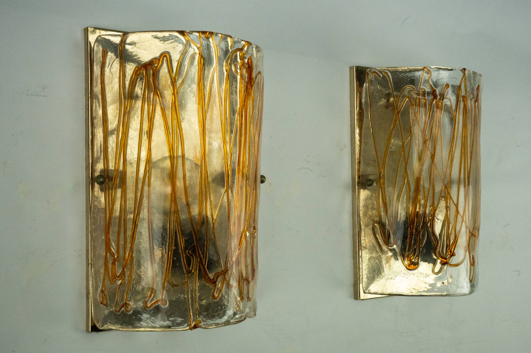 Pair of signed La Murrina thick Murano glass sconces. Italy 1970s.