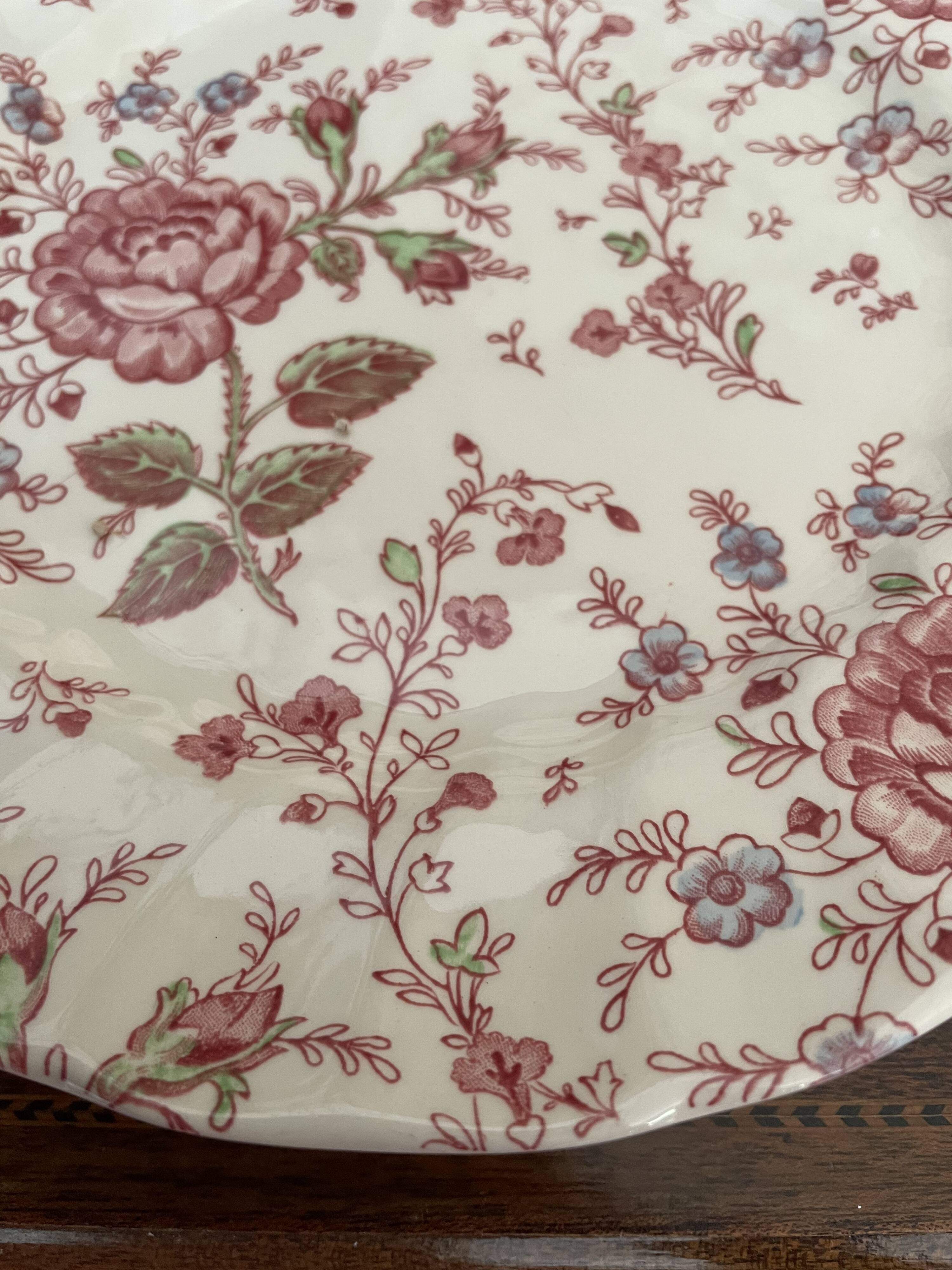 Set of 5 flat plates johnson brother pink chintz