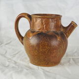 Rooster frieze pitcher, glaze with warm brown drips, ochre and volcanic - Denbac - 30s