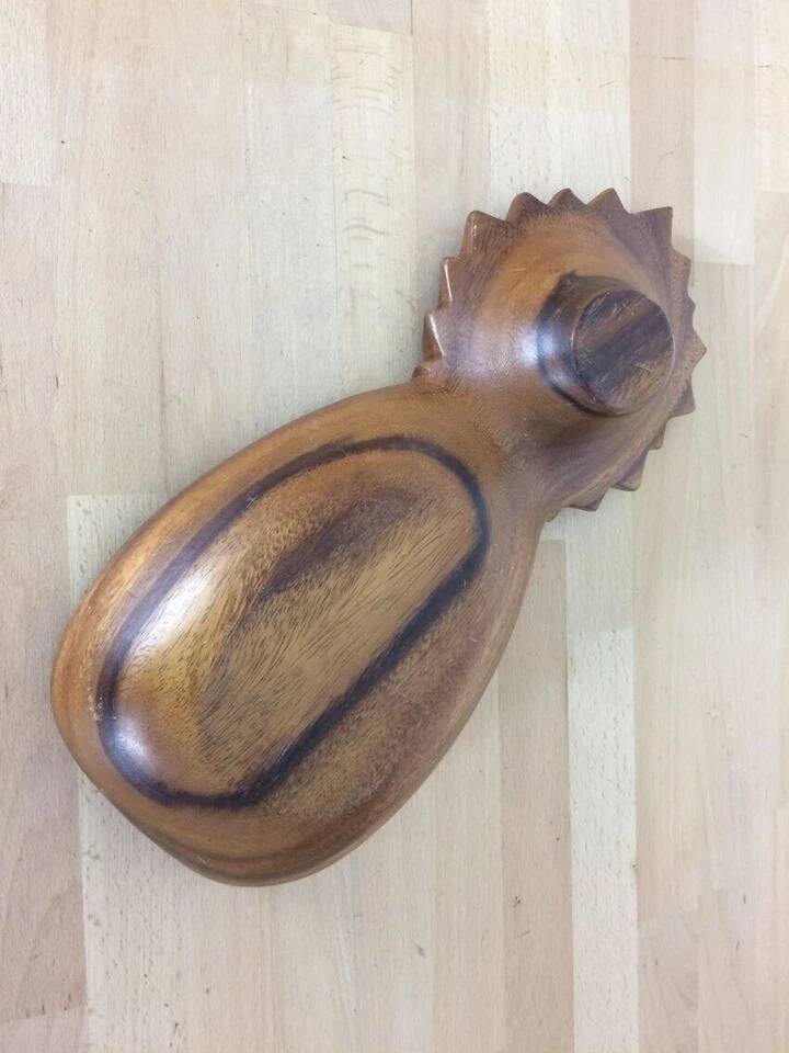 Scandinavian fruit bowl pineapple in teak