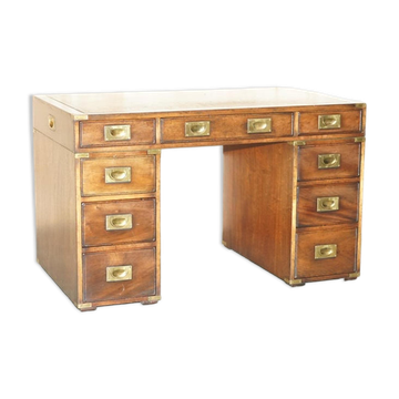 Bureau vintage restauré Harrods Kennedy cuir militaire