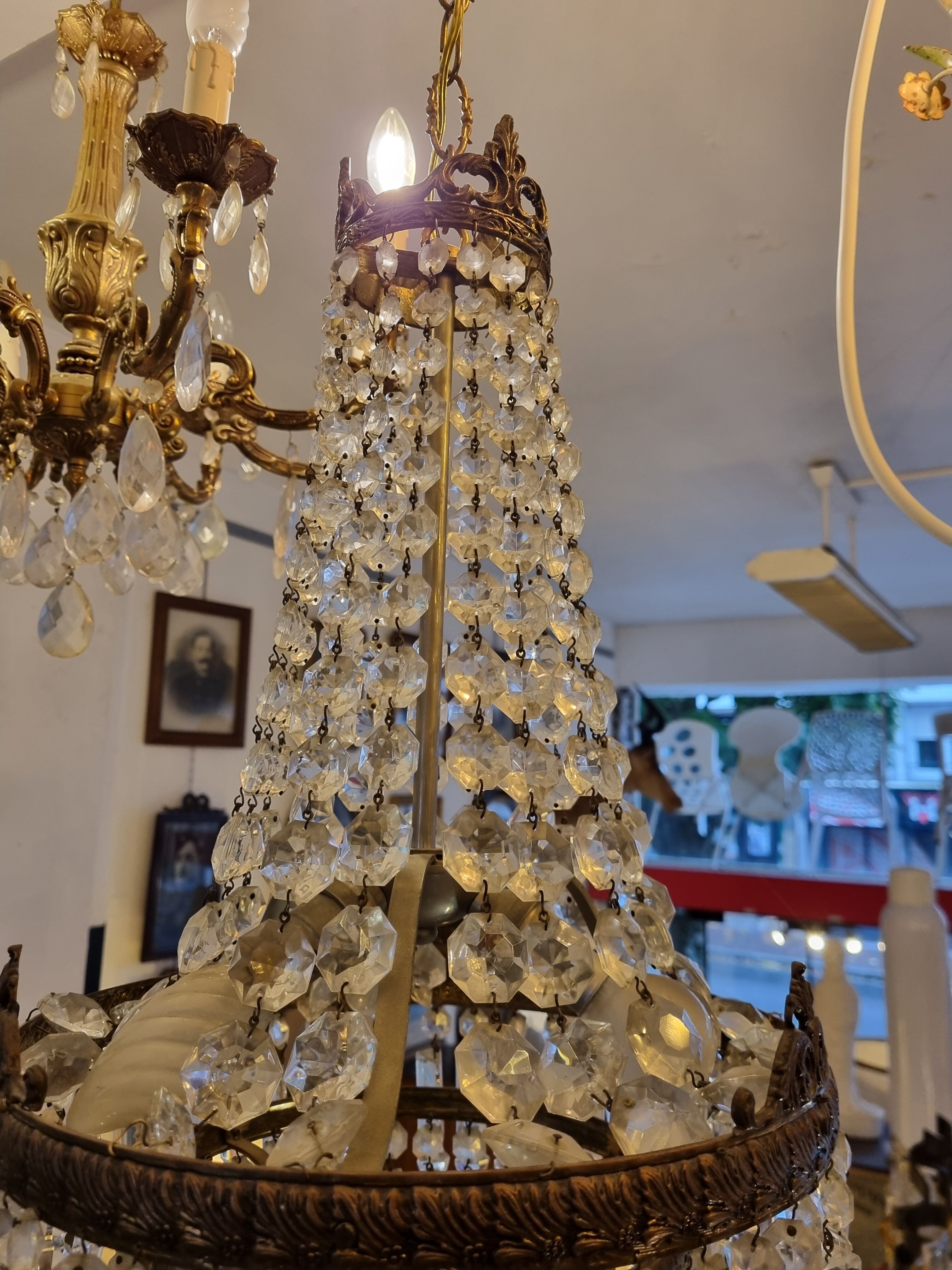 Hot air balloon chandelier with grapevines early twentieth century