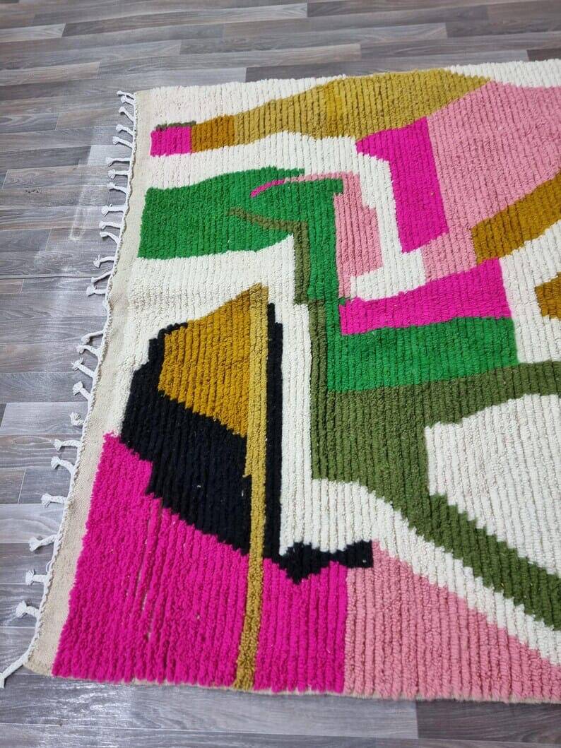 Traditional pure natural wool Berber rug size 100 x 200 cm