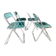 Set of 4 blue Plia folding chairs by Castelli