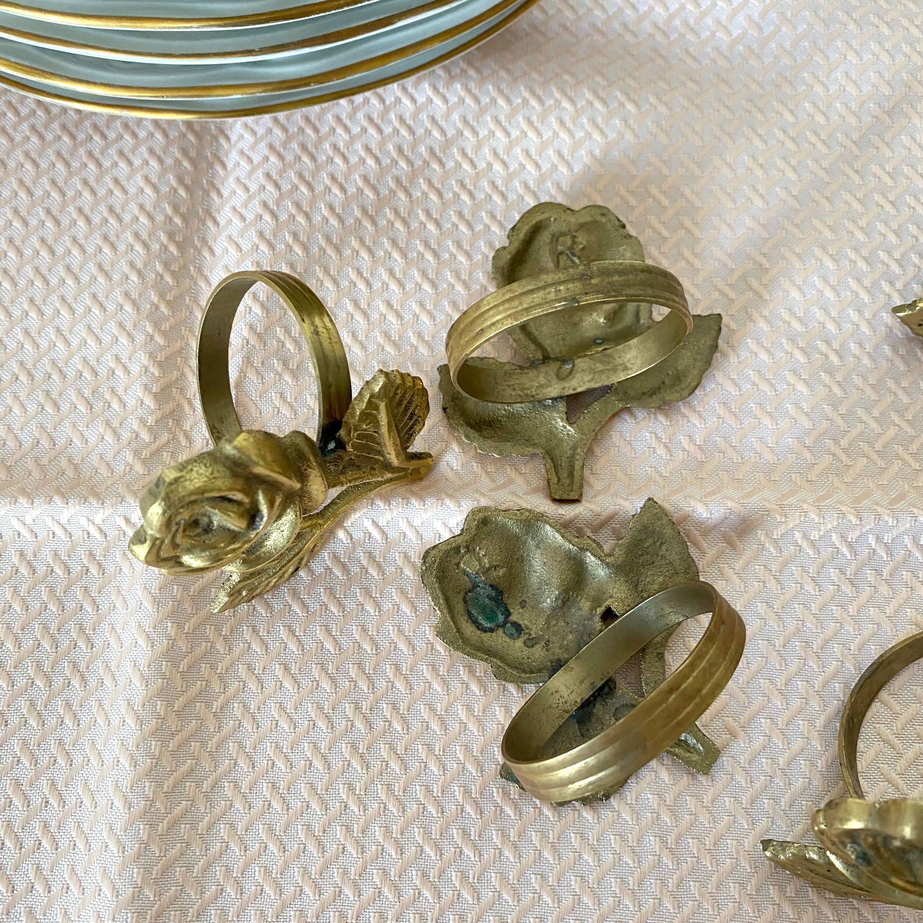 Golden brass napkin rings