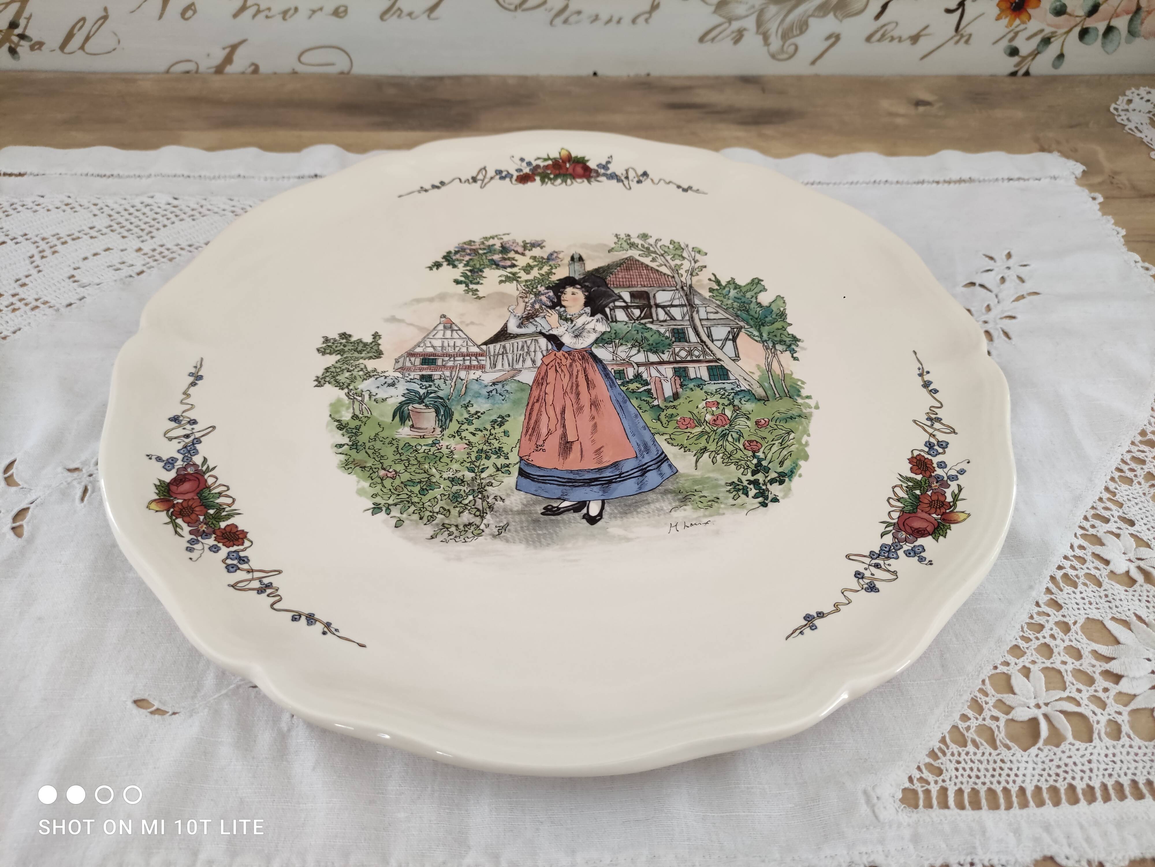 Plat à tarte ou à gâteau Sarreguemines Obernai
