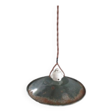 Pendant lamp in green enamelled sheet metal