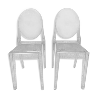 Paire de chaises Victoria Ghost conçue par Philippe Stark pour Kartell