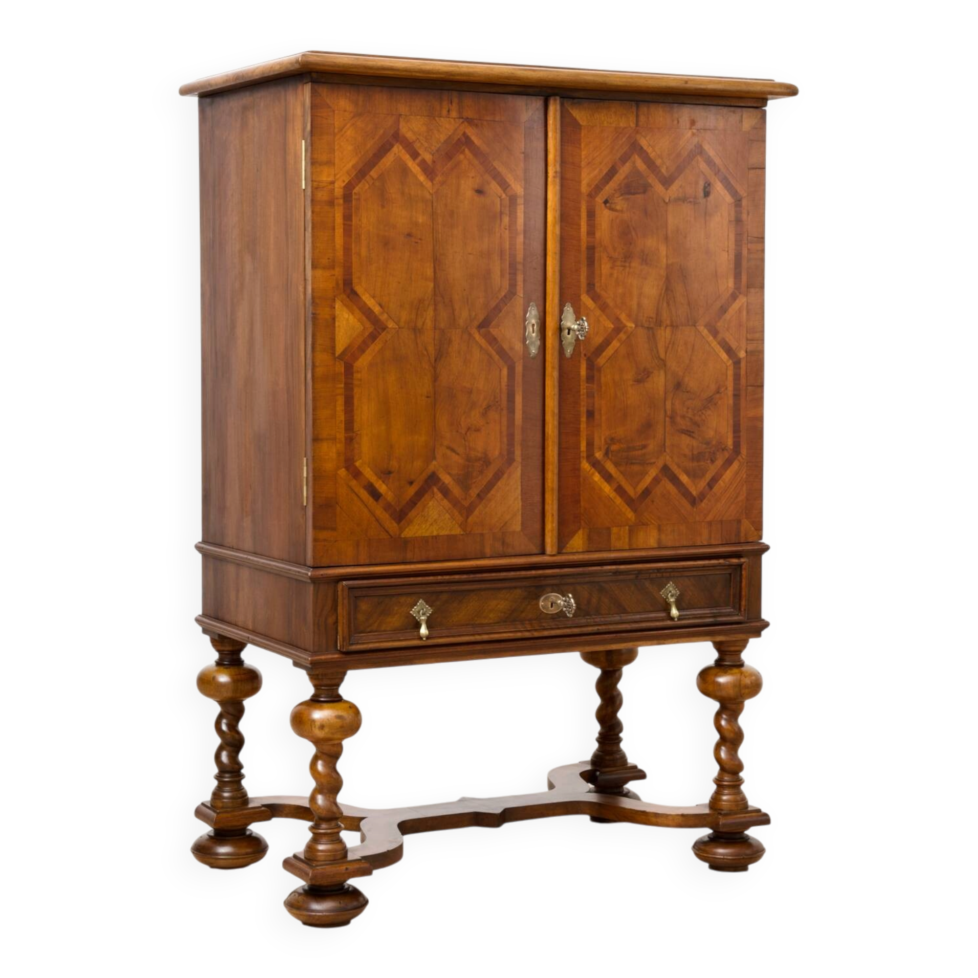 Neo-Baroque German Walnut Cocktail Cabinet, 1900s