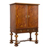 Neo-Baroque German Walnut Cocktail Cabinet, 1900s
