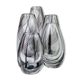 Midcentury collection of art glass vases by Vicke Lindstrand for Kosta Sweden.