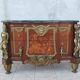 Louis XVI style commode in beech, bronze and marble.