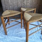 Lot 3 old tripod stool mulched seat and oak structure