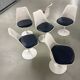 6x Saarinen Swivel Chairs for Knoll in Blue leather