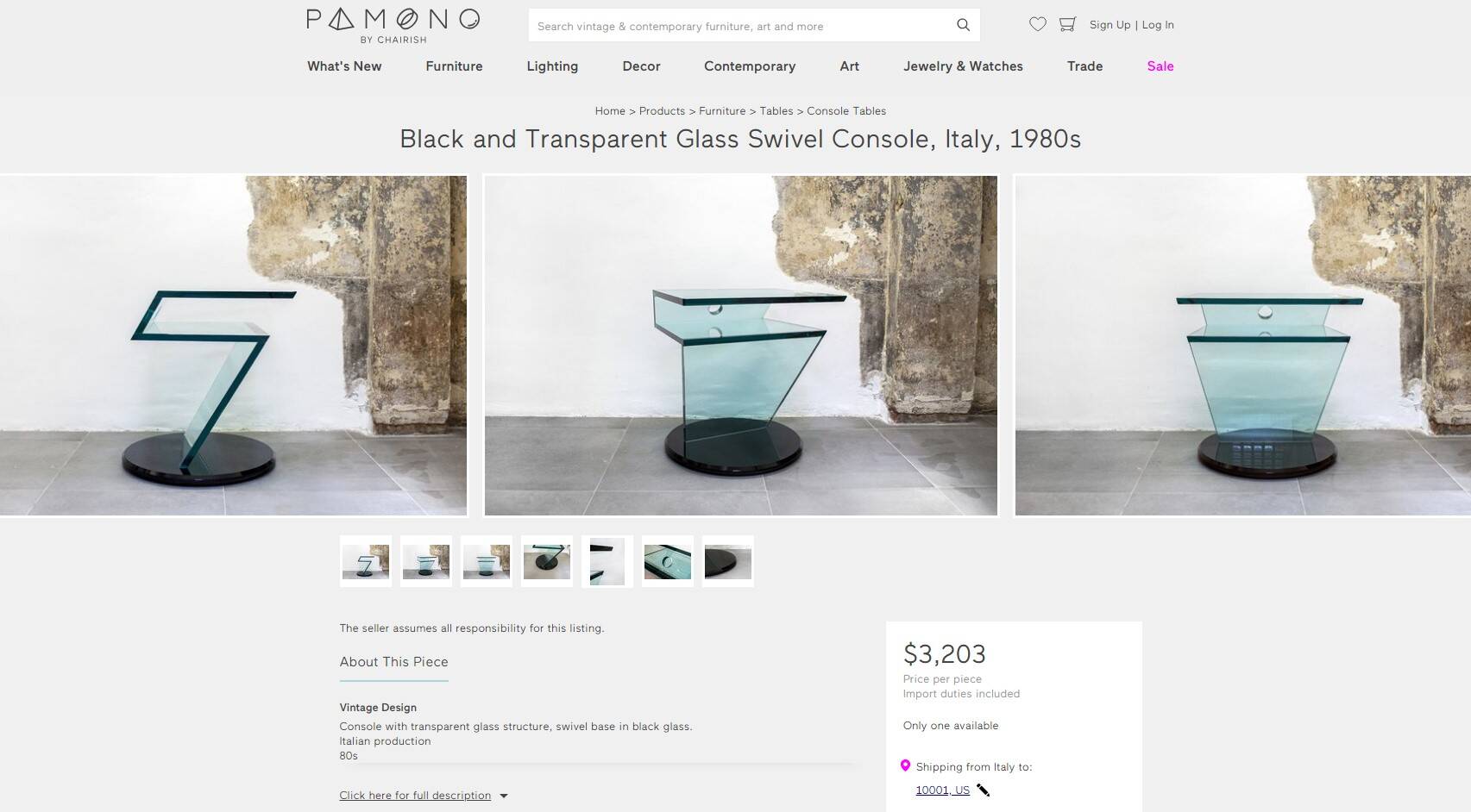 Reflex Angelo – sumptuous glass TV stand “jazz” signed Reflex Angelo made