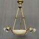 Art Deco chandelier. Marble, solid gilded bronze.
