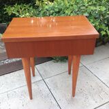Varnished wooden bedside table Scandinavian style / vintage 60s-70s
