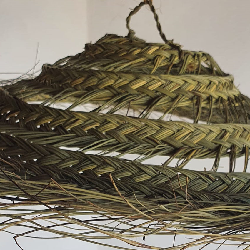 Doum pendant light in natural esparto
