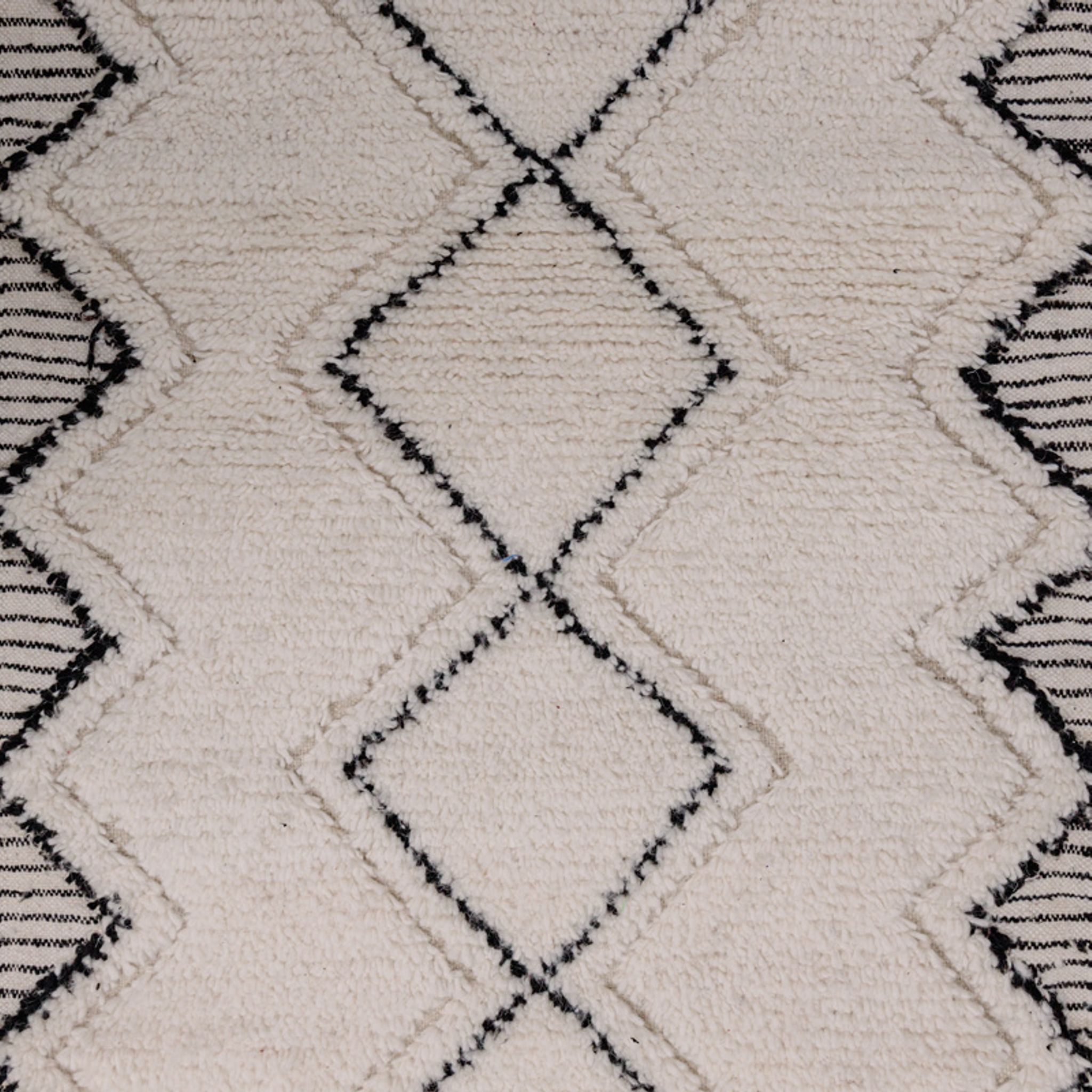 Berber runner rug diamond white and black 80x290 cm