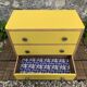 Commode art déco jaune poudré et bois brut