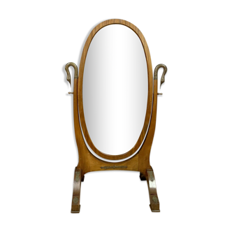 Museum mirror psyche era empire in mahogany and patinated bronzes around 1810.