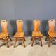 Vintage oak brutalist chairs, 1970s set of 4
