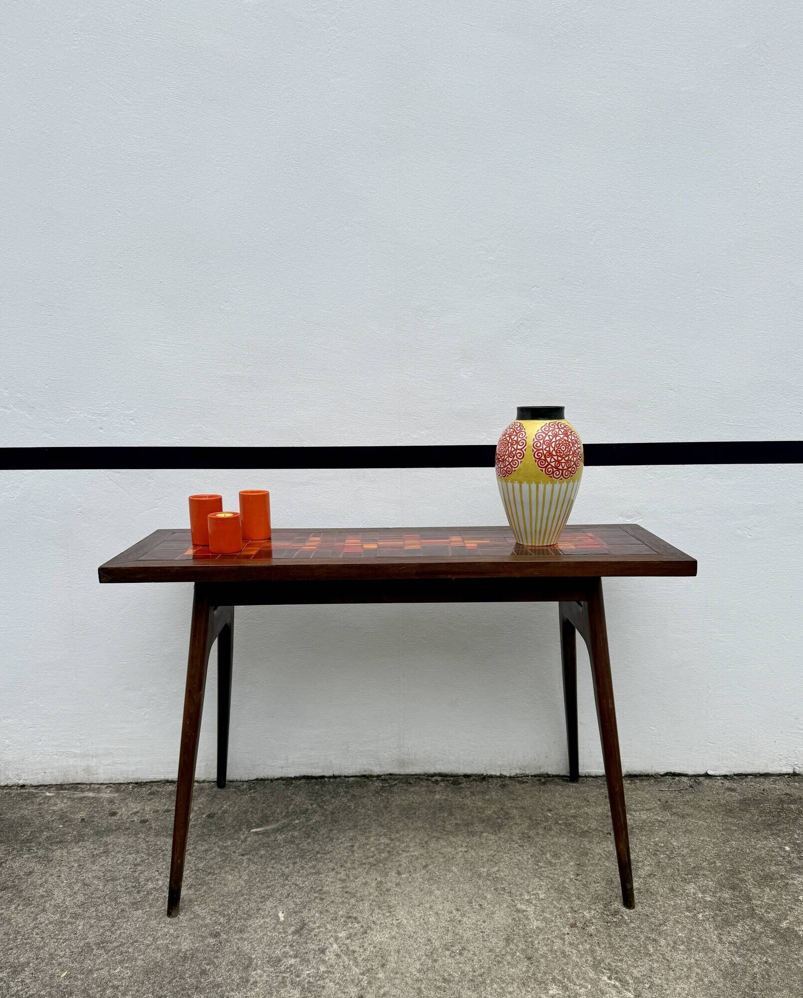 French console table with tiles, by Robert Picault.