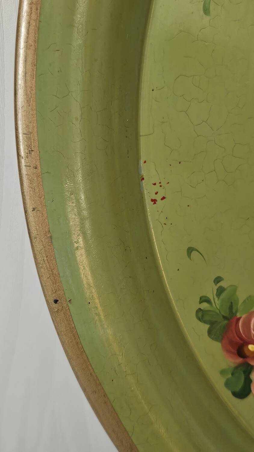 Round painted tin plateau Napoleon III