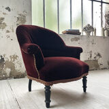 Napoleon III burgundy velvet armchair