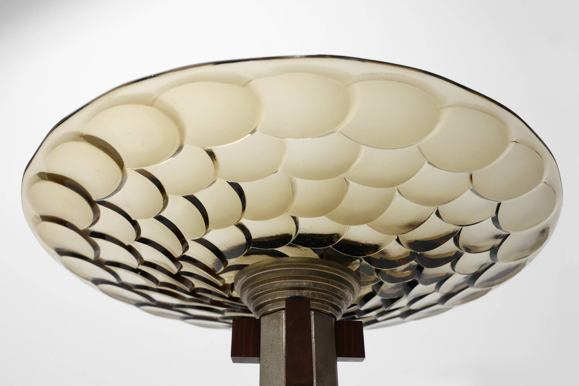 Art Deco Glass, wood and Metal Fruit Bowl, France, 1940s