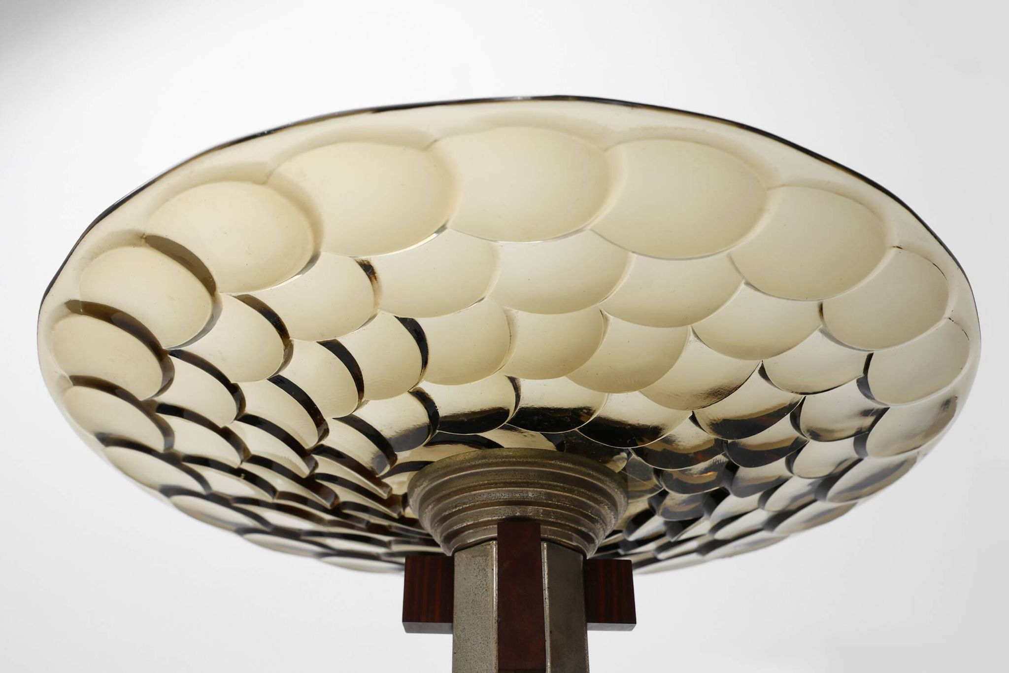 Art Deco Glass, wood and Metal Fruit Bowl, France, 1940s