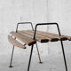Stool with minimalist wood and metal slats