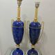 Giulia Mangani Table Lamps — Cobalt Porcelain & Brass, Pair 1990s