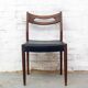 Teak and Black Leatherette Chairs, 1950s, Set of 6