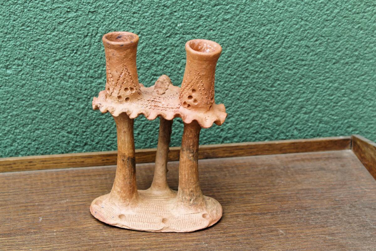 African terracotta candle holder