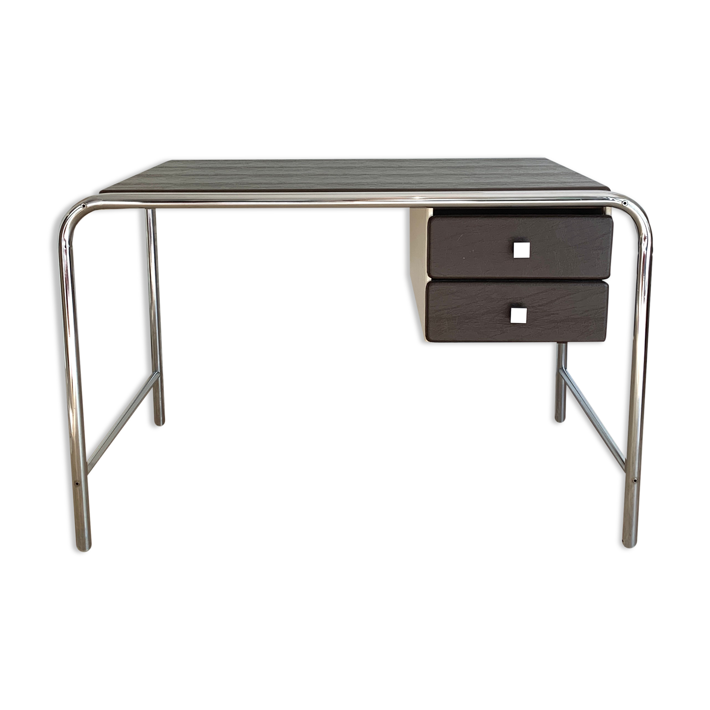 Modernist office 1970 chrome metal and skai