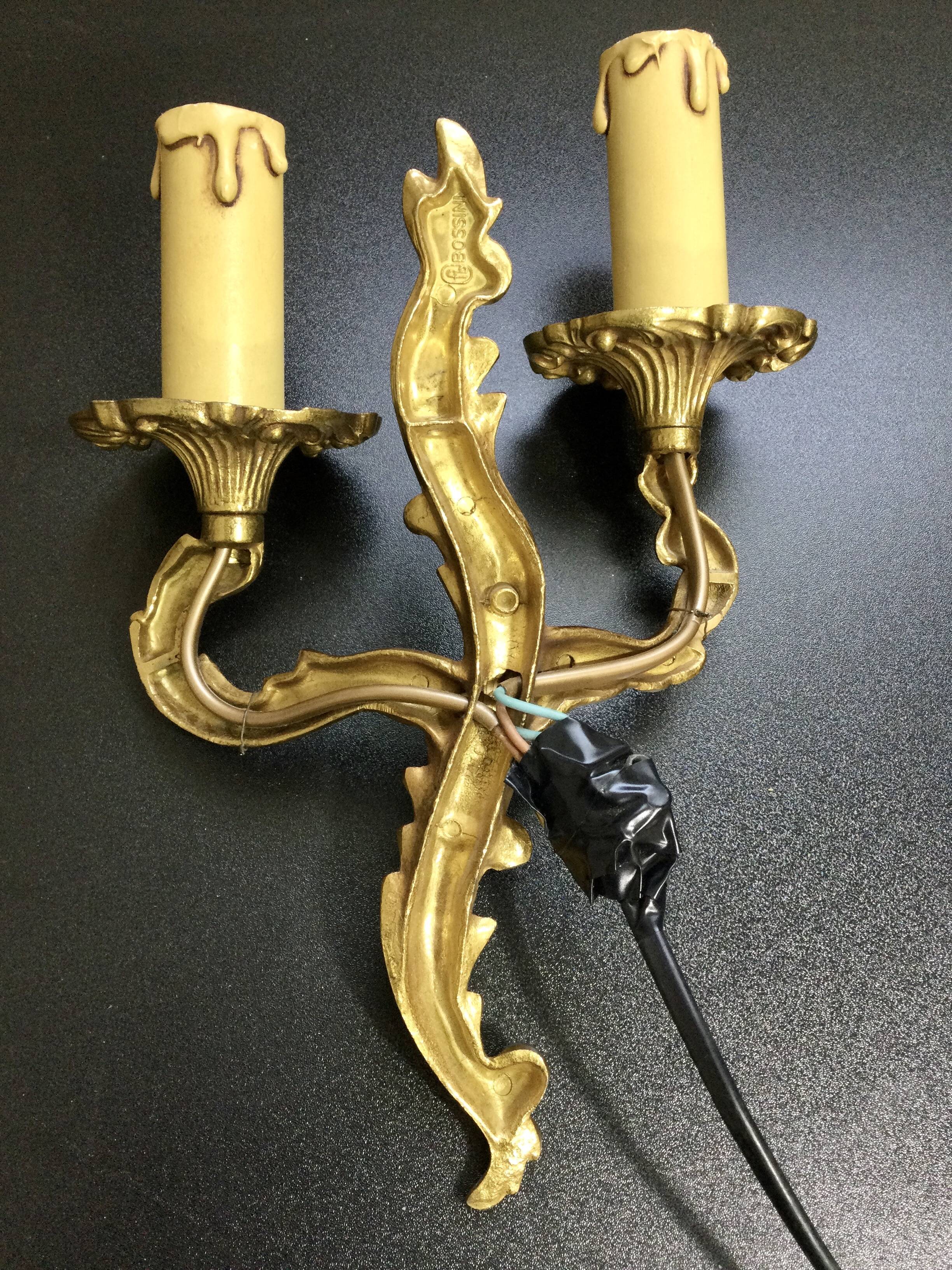 Louis XV style bronze wall lamp with 2 lights