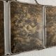 Vintage 1930s barber triptych mirror with camouflage beveled glass - 25 x 59 cm