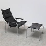 Reclining 'HE1106' lounge chair with ottoman by Hans Eichenberger for Strässle, 1978