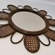 Vintage flower mirror in rattan and cannage 60s/70s