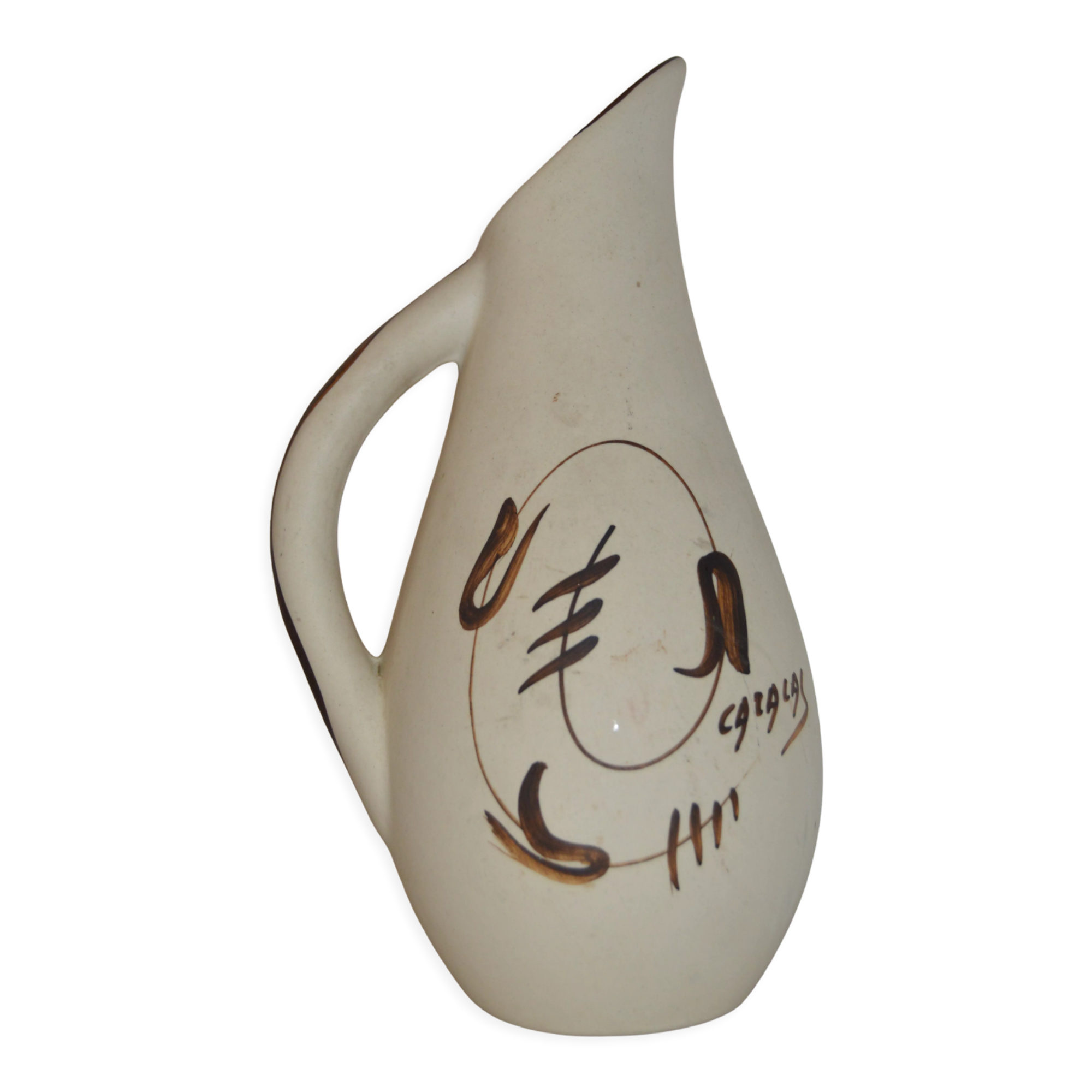 Ceramic pitcher signed Cazalas