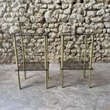 Pair of glass side tables with gilded feet