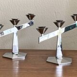 Pair of antique chrome candlesticks from the Art Deco period - in beautiful condition.