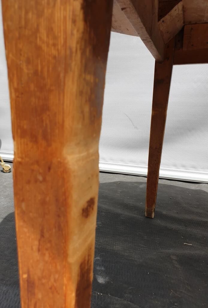 Table pitchpin miel à 2 volets guéridon bistrot vintage