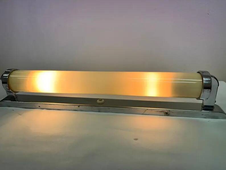 XXL big Chrome design Bauhaus Wall Lamp, 1930s - Czechoslovakia